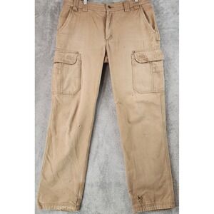 Duluth Trading Co Pants Mens 36x36 Tan Fire Hose Carpenter Work Heavy Canvas